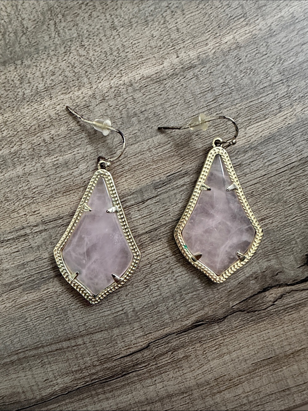 Kendra Scott Alex Gold-Trim Pink Stone Drop Earrings